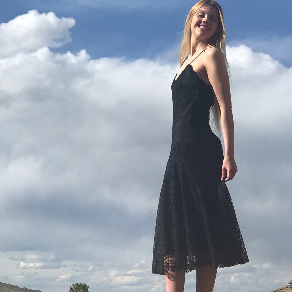 Vintage Black Lace Gunne Sax Maxi Dress. - Picture 3 of 7